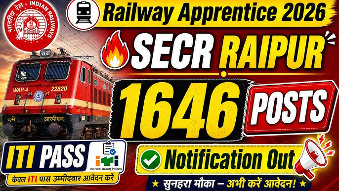 Railway RRC SECR Apprentice Recruitment 2026